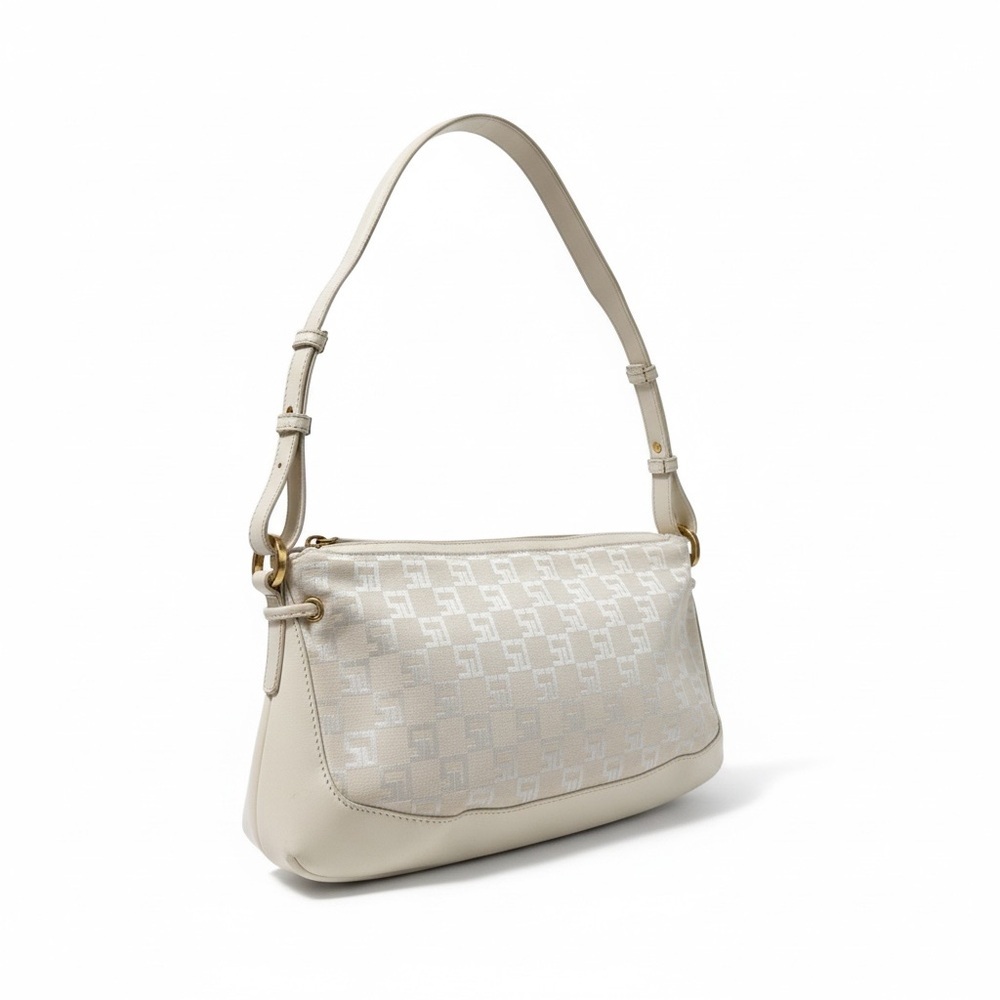 🔻St. John Ivory Logo Jacquard Baguette Shoulder Bag Y2K Made in Italy